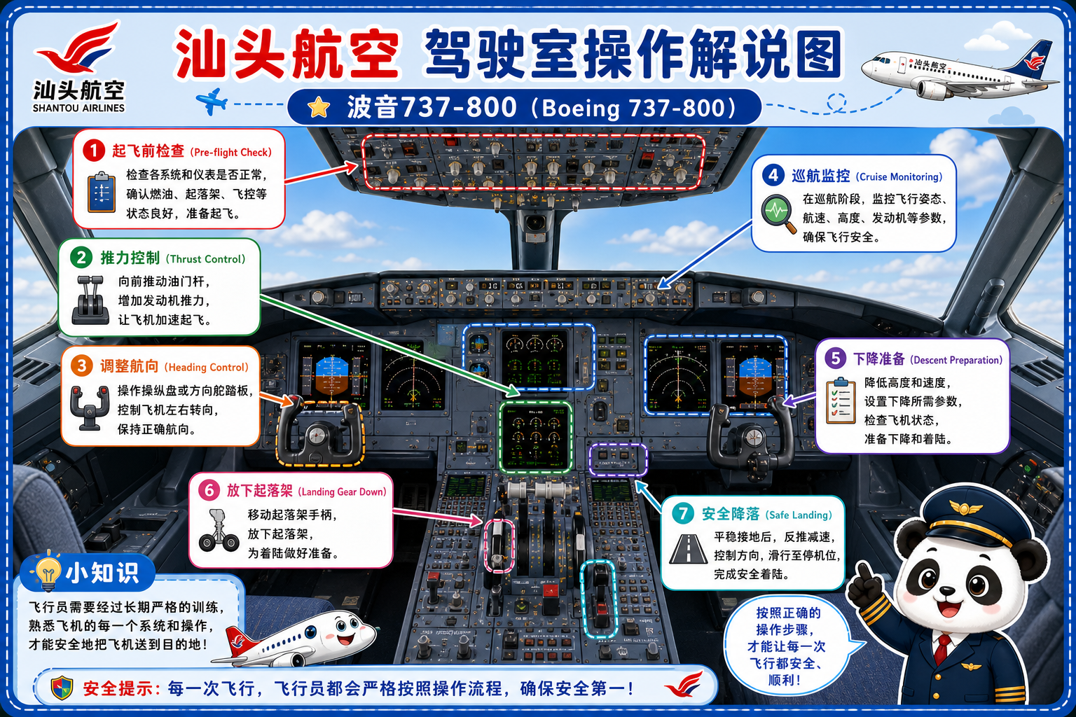 汕头航空 驾驶室操作解说图