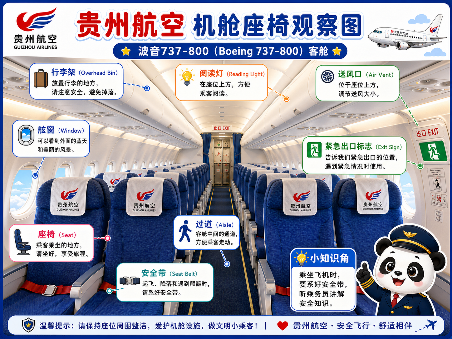 贵州航空 机舱座椅观察图
