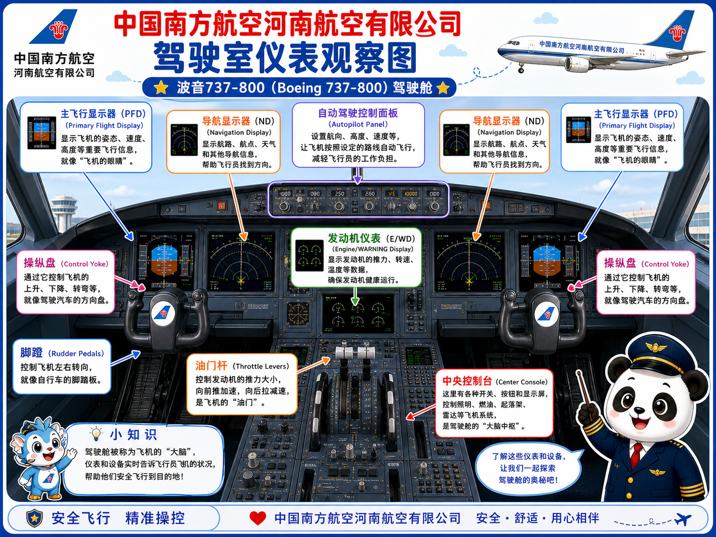 中国南方航空河南航空有限公司 驾驶室仪表观察图