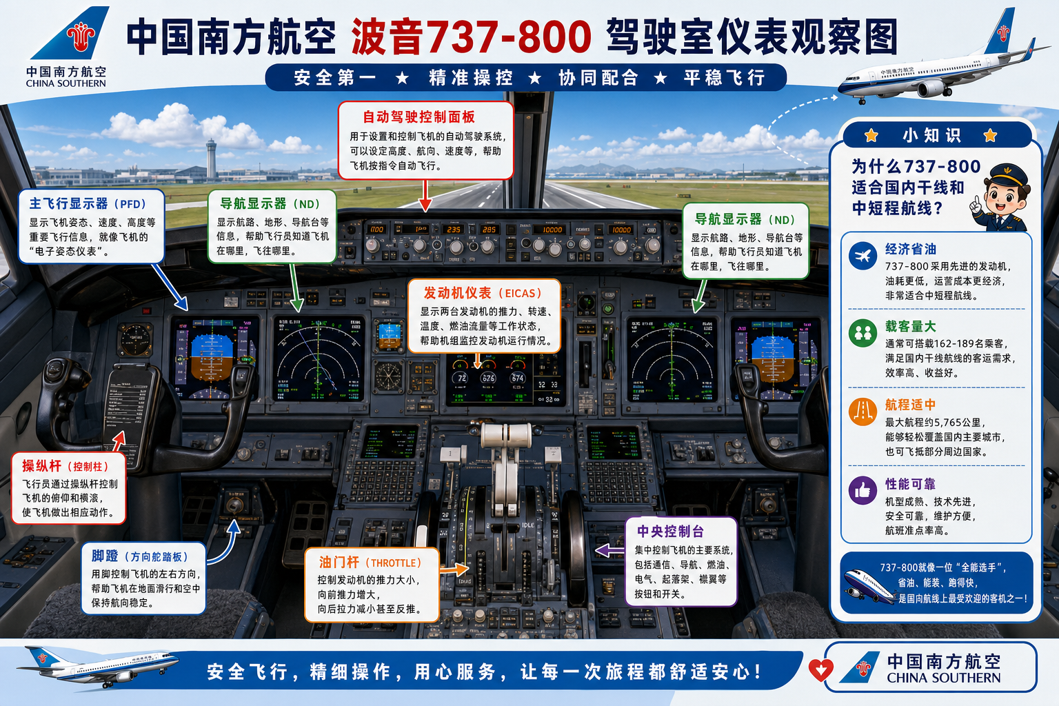 中国南方航空 驾驶室仪表观察图