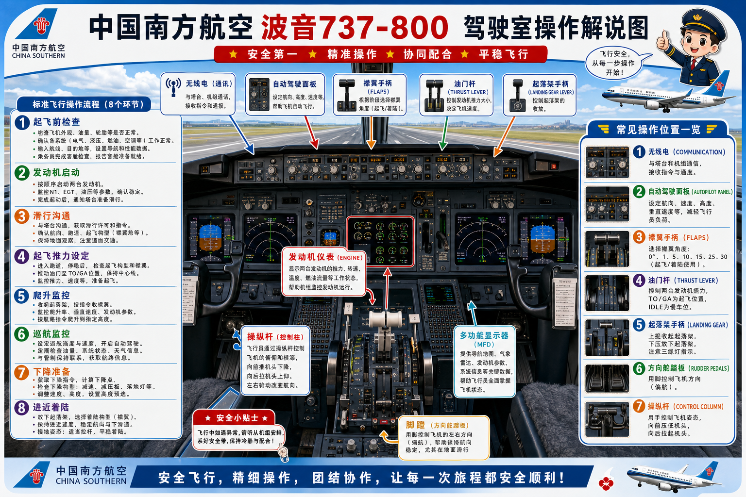 中国南方航空 驾驶室操作解说图