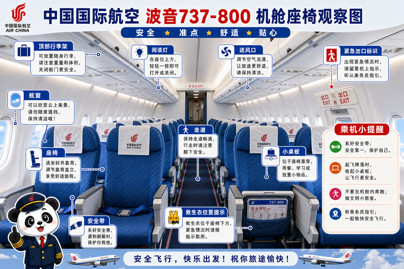 中国国际航空 机舱座椅观察图
