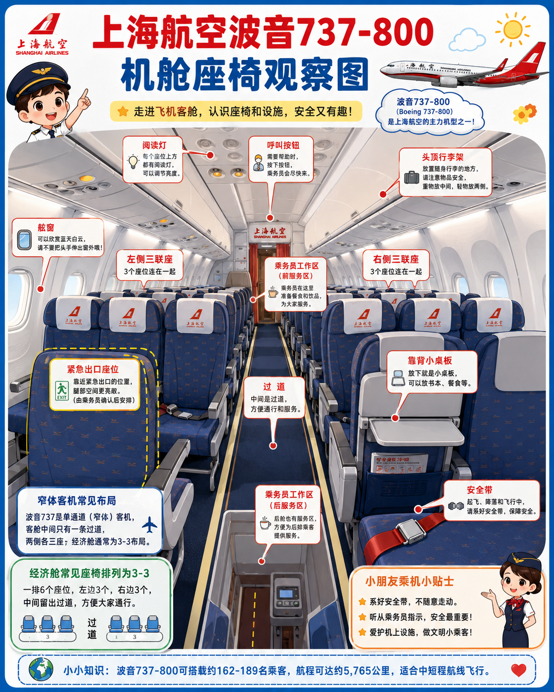 上海航空 机舱座椅观察图