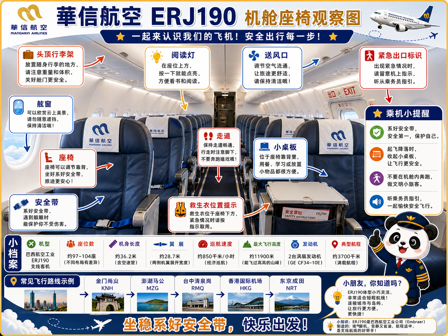 华信航空 机舱座椅观察图