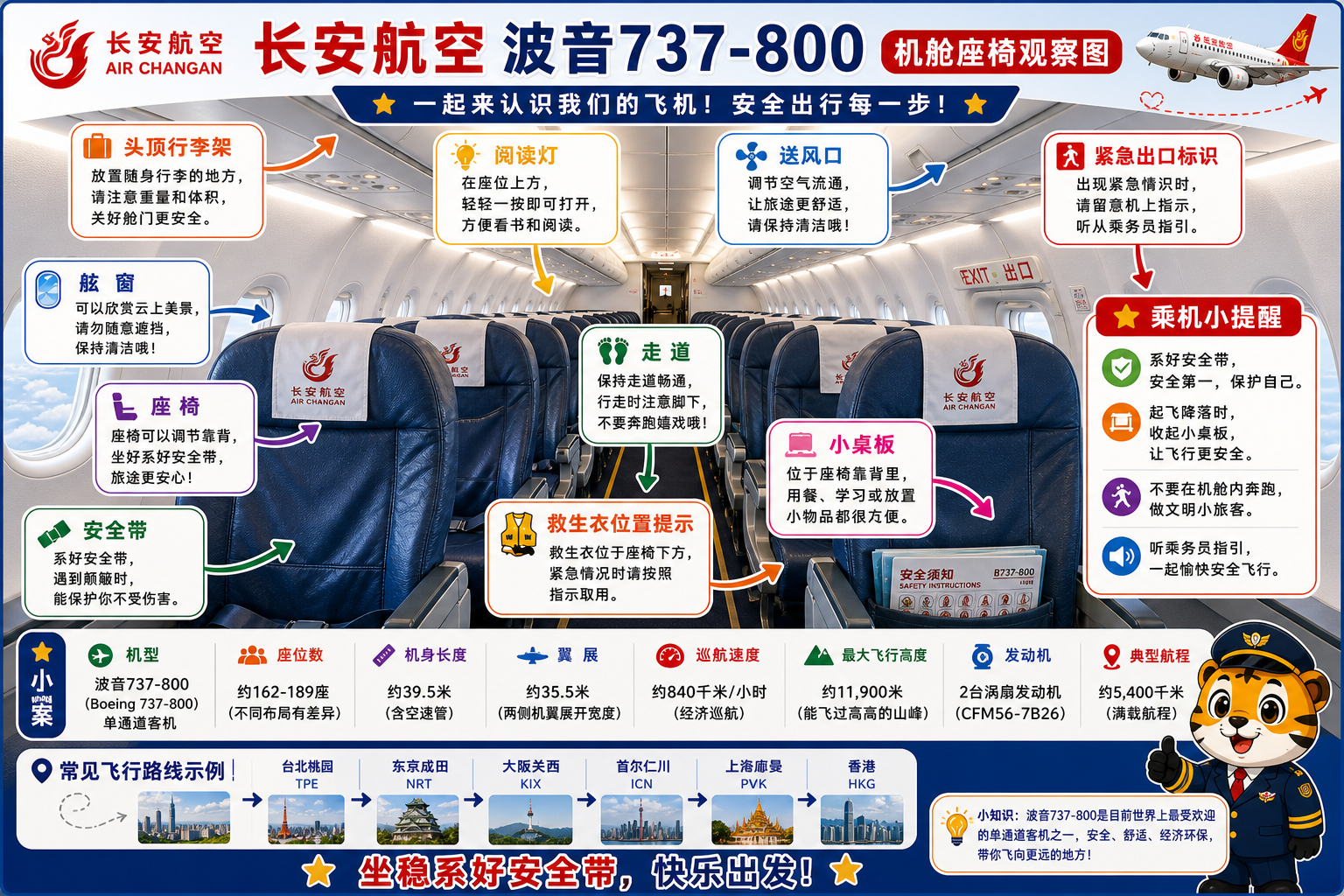 长安航空 机舱座椅观察图