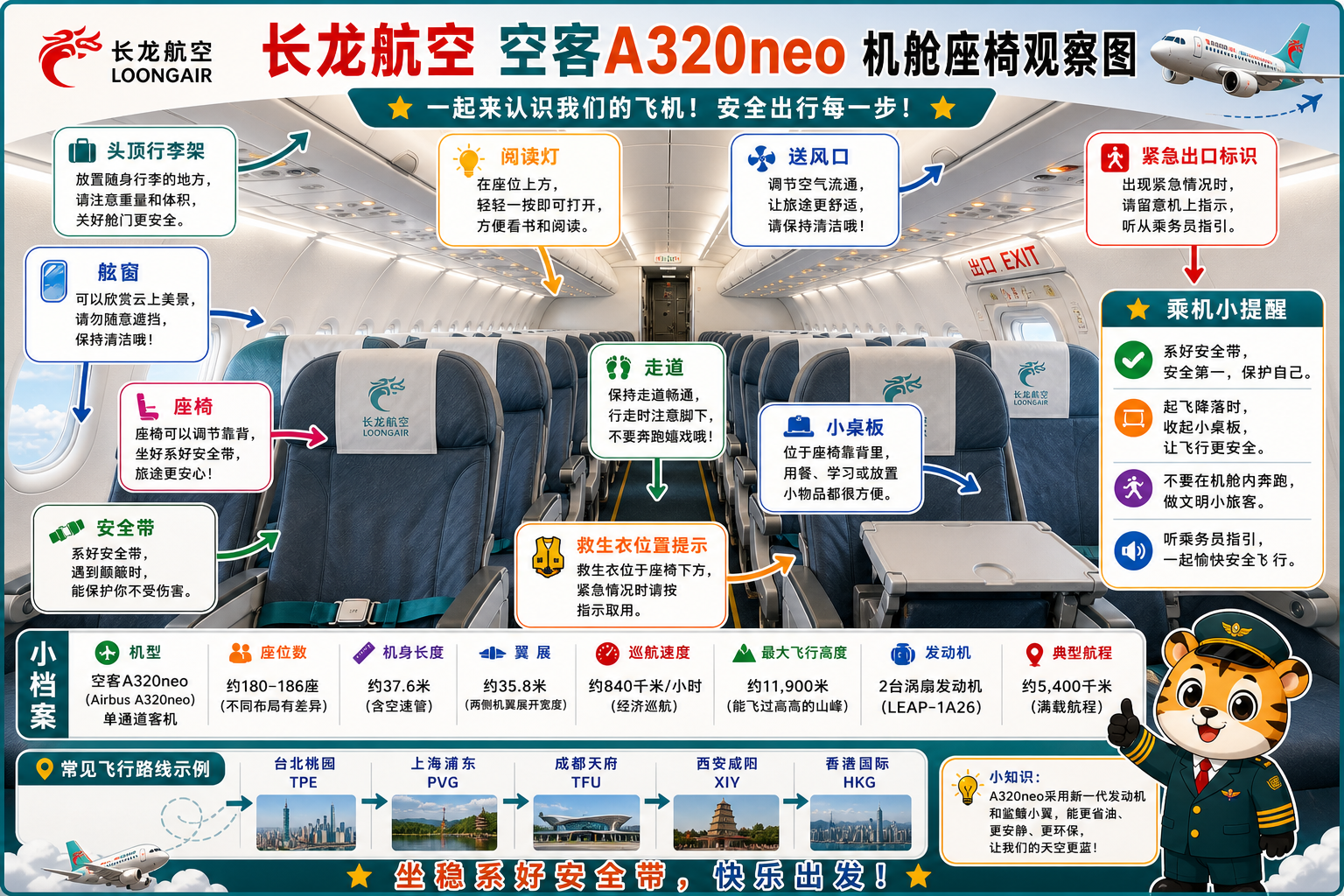 长龙航空 机舱座椅观察图