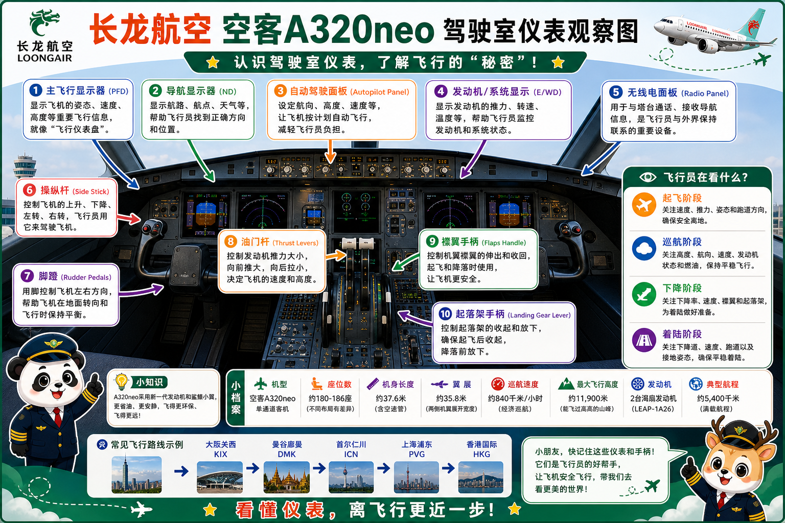 长龙航空 驾驶室仪表观察图